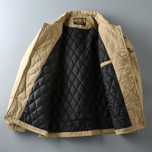 Men's Vintage Multi Pocket Military Style  Loose Thickened Jacket For Fishing,Hunting,Outdoor,Work