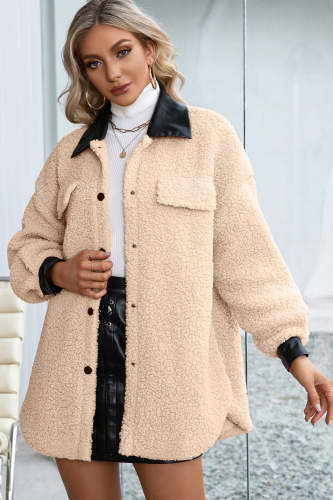 Turn Down Collar Fluffy Button up Coat