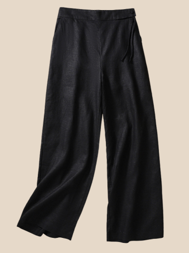 Women's Linen Pant Loose Straight Pants Drawstring Casual Cotton Linen Vintage Pants