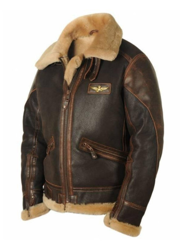 Men's Faux Leather Bomber Jacket Faux Fur Breathable w/Thermal Lining Aviator Jacket Classic WW2 Fur Aviator Jacket Mrlanz Oversize Thick Bomber Jacket For Hunting, Fishing, Work Wear