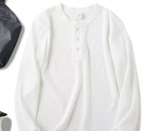 Men's Unshrinkable White Waffle Henley Shirt, Dress LIke Kayce /Luke Grimes Long-Sleeve Shirt Traditional Fit For Dutton Ranch Fans
