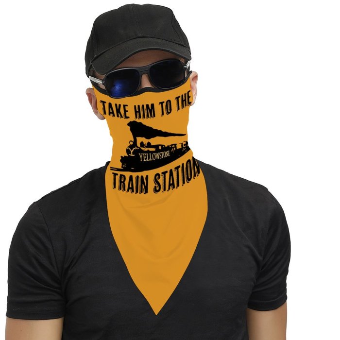 Take him to train station Print Ear Loop Mask Hanging ear scarf Great Gifts for Y stone Dutton Ranch TV Series Fans