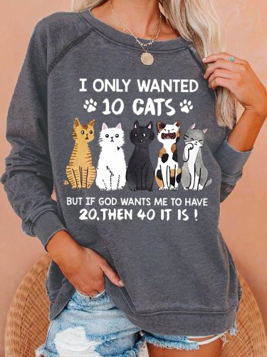 Womens Cat Lover Crew Neck Sweatshirts