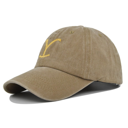 Baseball caps vintage embroidered with Yellow Print Dutton Ranch Fans ponytail caps