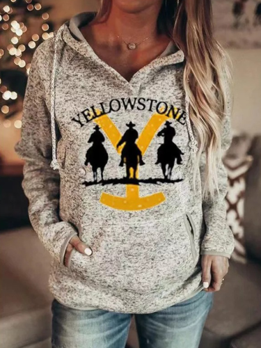 Western Wear Style Y Logo Three Horse Riders Cowgirl Wear Hoodies Long Sleeve For Women