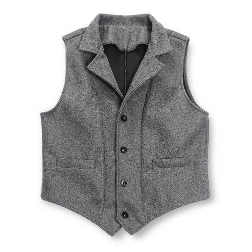 Men's Solid Rugged Fleece  Grey Color Vest Thick Woolen Wool With Big Pocket Ture Size For Work Wear