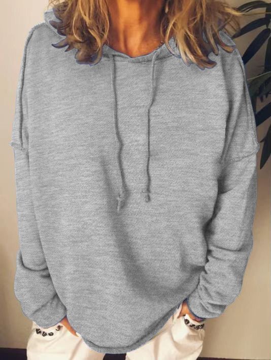 Women Plain Hoodie Regular Casual Sweatshirt