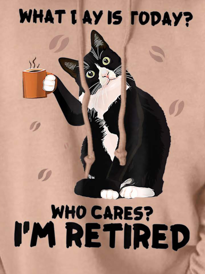 Women I’m Retired Black Cat Coffee Casual Sweatshirt