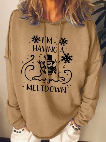 Women's I'm Having A Meltdown Funny Snowman Hoodie Casual Sweatshirt