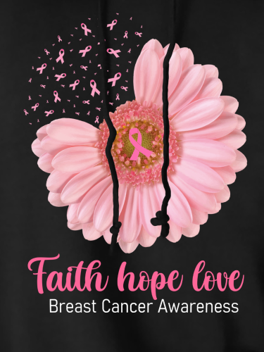 Faith Hope Love Breast Cancer Awareness Pink Day Women's Hoodie Sweatshirt