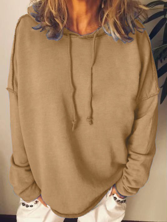 Women Plain Hoodie Regular Casual Sweatshirt