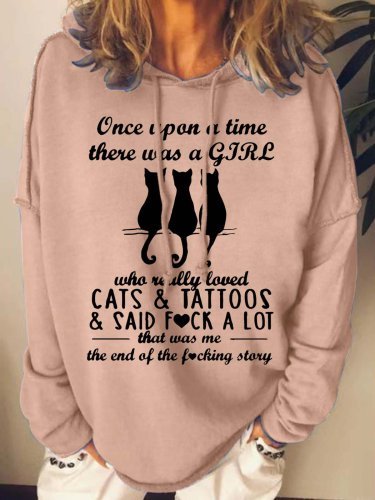 Women Cats Tattoos Girl Story Cat Loose Sweatshirt