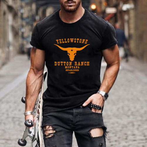 Men's Cowboy Printed T-Shirt Casual T-Shirt
