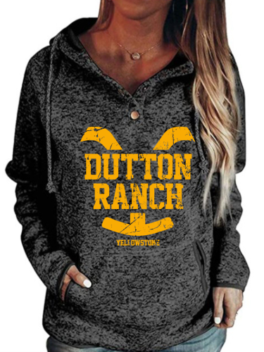 Women  Western Aztec Style  Beth Dutton Y Stone Dutton Ranch 1886 Letter Print Long-sleeved Hoodie Y Stone Graphic Pullover Hooded Drawstring with Pockets