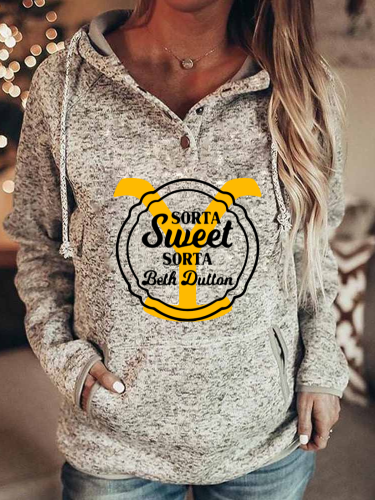 Women  Western Aztec Style Sorta Sweet Sorta Beth Dutton Y Stone Dutton Ranch 1886 Letter Print Long-sleeved Hoodie Y Stone Graphic Pullover Hooded Drawstring with Pockets