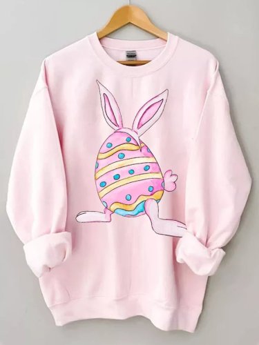 Women's Cute Easter Bunny Egg Print Sweatshirt