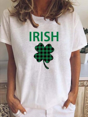 St Patty's Day Print Crew Neck Casual Shirts & Tops