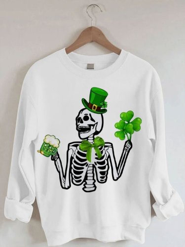 Women's St. Patrick's Day Skull Print Sweatshirt