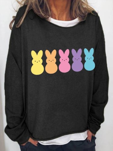 Women's Easter Bunny Casual Loose Print Sweater