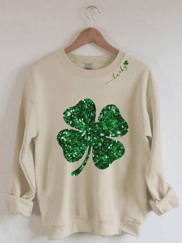 Women's St. Patrick's Lucky Shamrock Print Sweatshirt