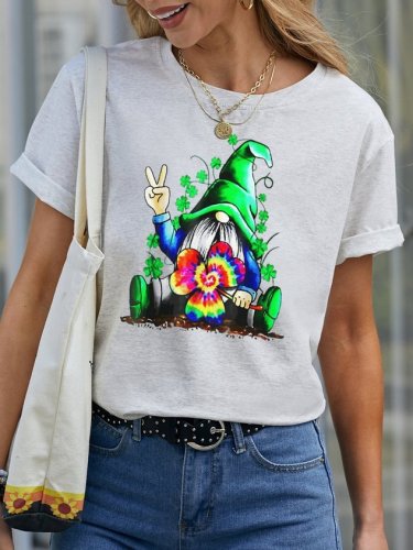 Funny Hippie St. Patrick's Day Gnome With A Tie-Dyed Clover Women's Shirts & Tops