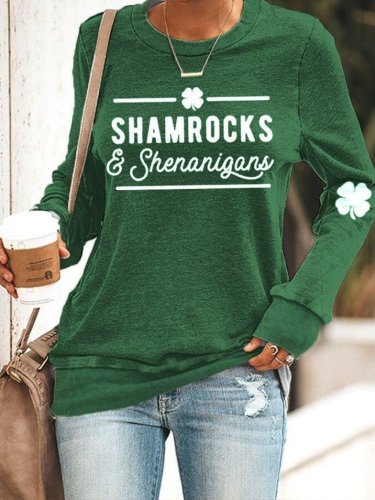 Women's St. Patrick's Day Lucky Clover Print Sweater