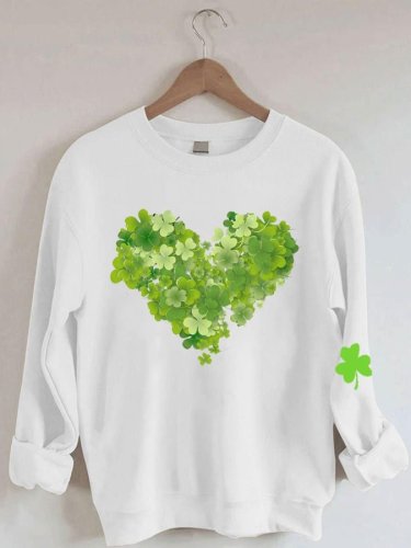 Women's Happy St. Patrick's Day Clover Heart Sweatshirt