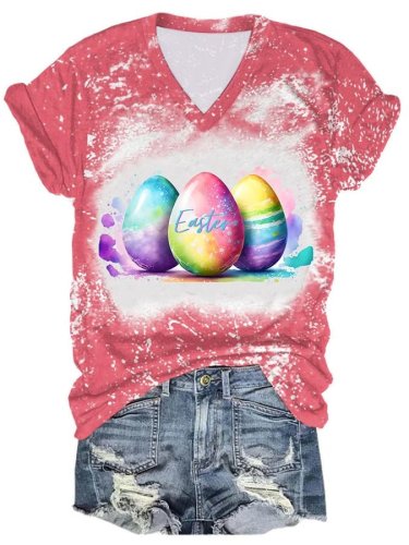 Easter Egg Trendy Print Short-Sleeved T-Shirt
