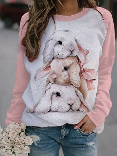 Women's Easter Bunny Print Sweatshirt