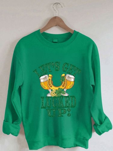 Women's St Patrick's Day Let’s Get Lucked Up Loose Casual Sweatshirt