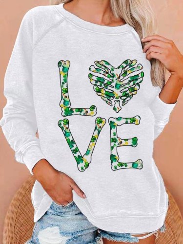 Women's I LOVE St. Patrick's Day Print Sweatshirt