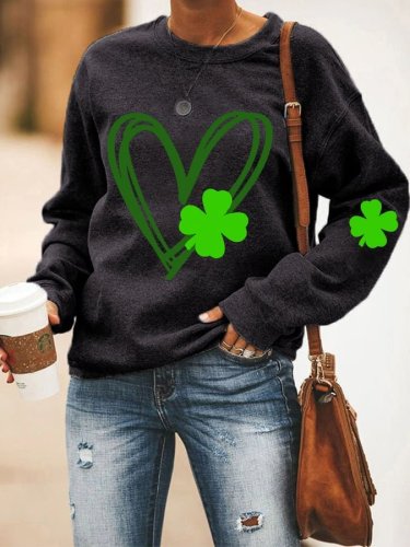 Women's St. Patrick's Day Heart Shamrock Sweatshirt