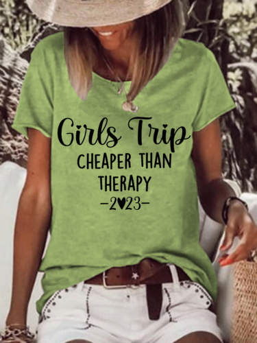 Women's Funny Girl Trip 2023 Simple Crew Neck T-Shirt