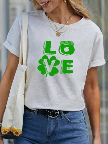 St Patty's Day Love Print Casual Shirts & Tops