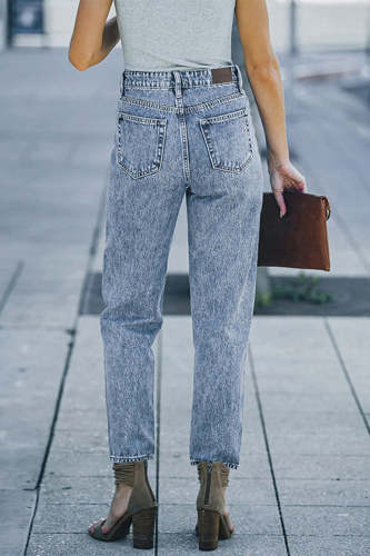 Women's Jeans Pants Street Solid Straight Denim Jeans