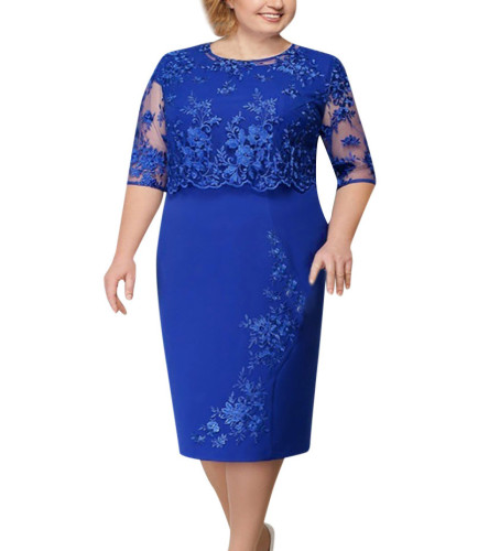 Women's Plus Size Dress Embroidered Floral Lace Cocktail Party Dress Mother of the Bride Dress