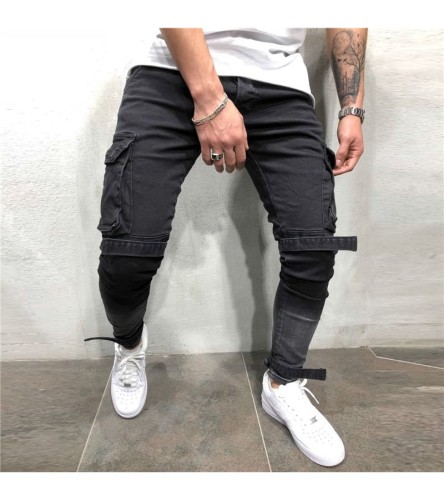 Men Fashion Plus Size Big Pocket Casual Jeans S-4XL