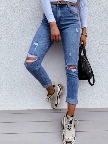 Women Ripped Skinny Jeans Boyfriend Style Jeans S-XL