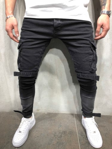Men Fashion Plus Size Big Pocket Casual Jeans S-4XL