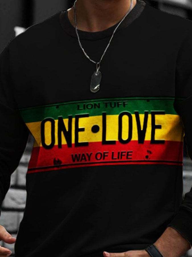Men's Vintage One Love Striped Sweatshirt
