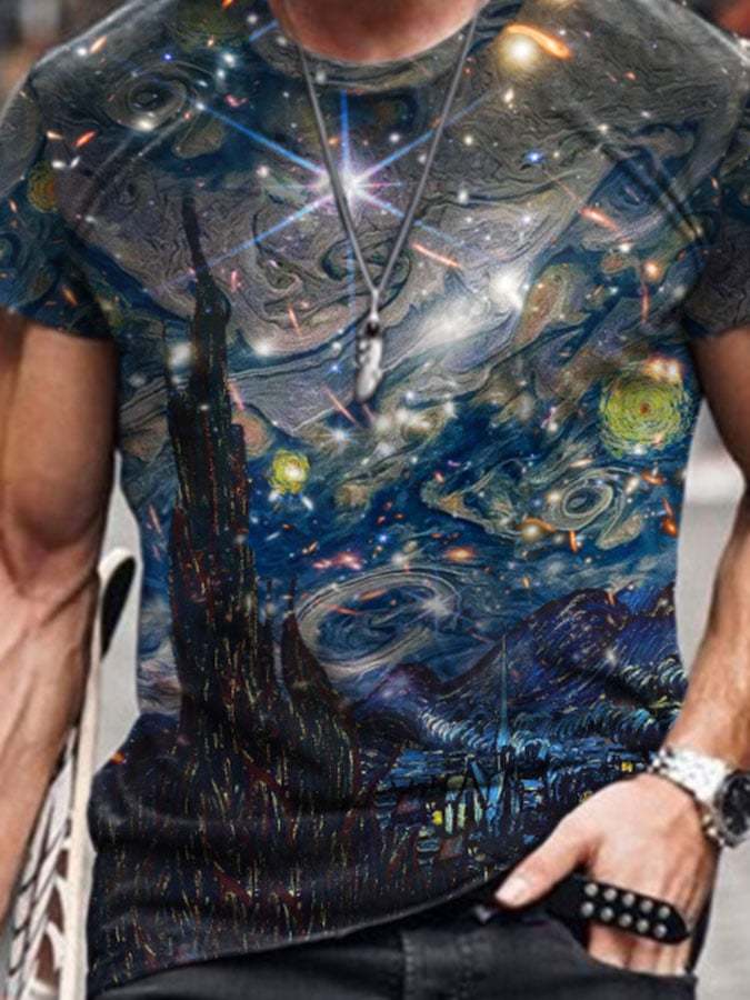 Jupiter Oil Painting Space Image Print Men's T-Shirt