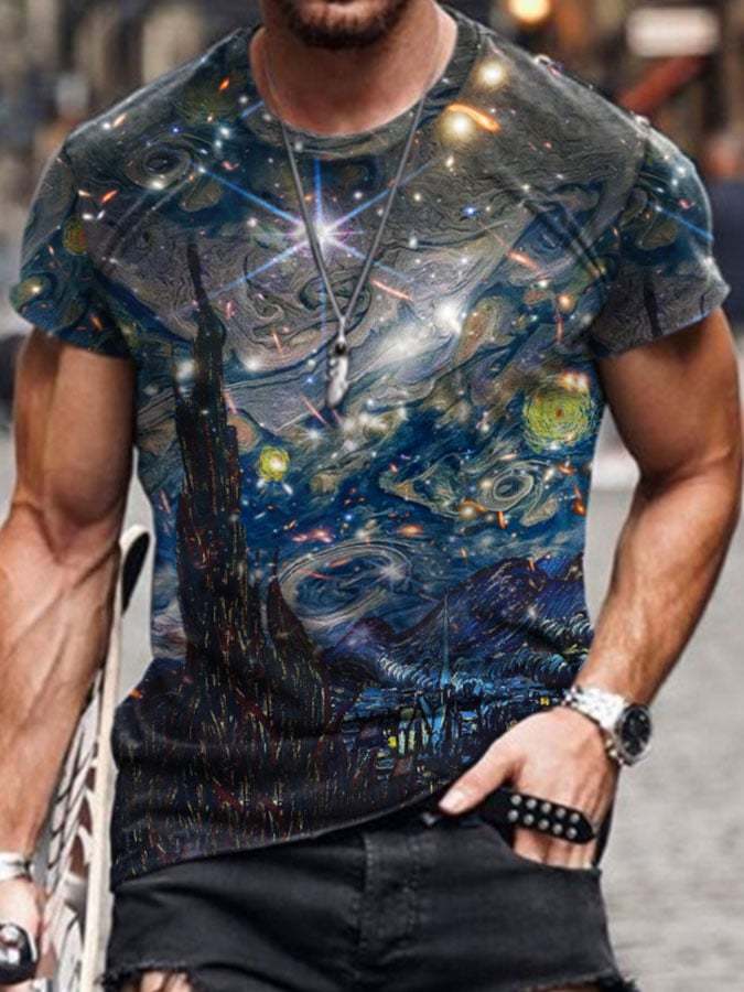 Jupiter Oil Painting Space Image Print Men's T-Shirt