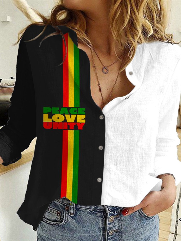 Women's Reggae Stripe Print Long Sleeve Shirt