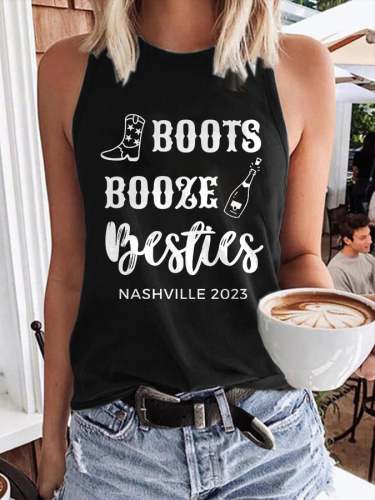 Boots Booze And Besties 2023 Nashville Trip Print Tank Top