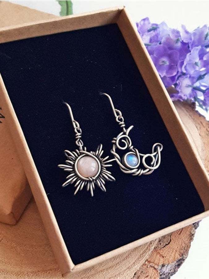 Retro Sun Moon Earrings
