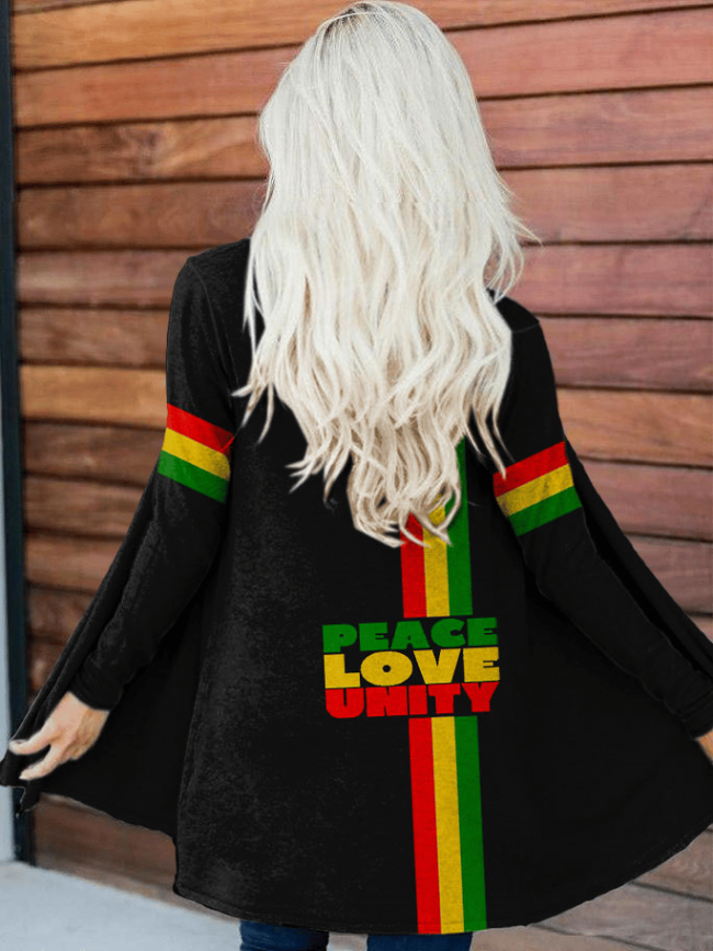 Reggae Lover Rasta Striped Graffiti Cardigan