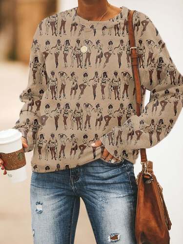 Women's Vintage Western Cowgirl  Print Casual Sweatshirt
