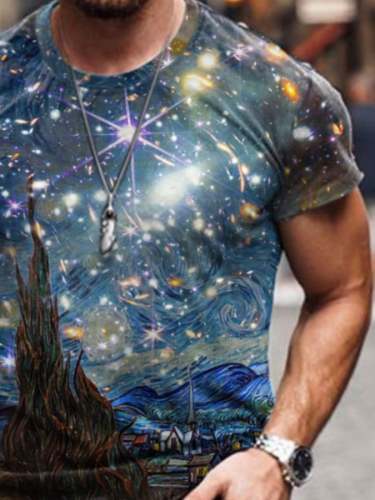 Classic Painting Space Full Color Cosmic Print Men's T-Shirt
