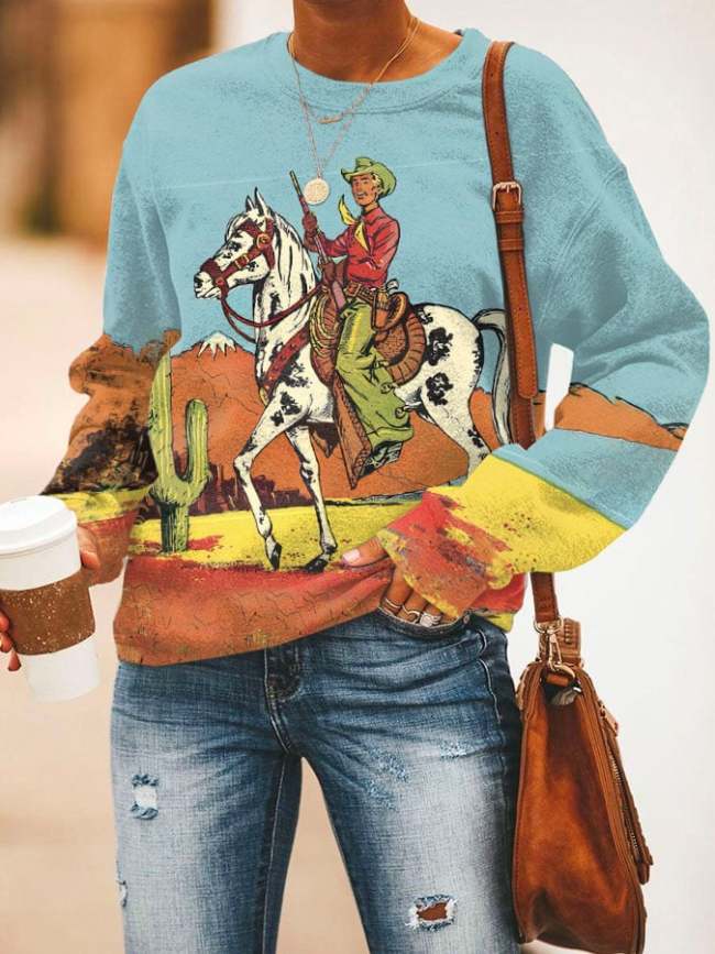Women'S Casual Printed Long Sleeve Sweatshirt