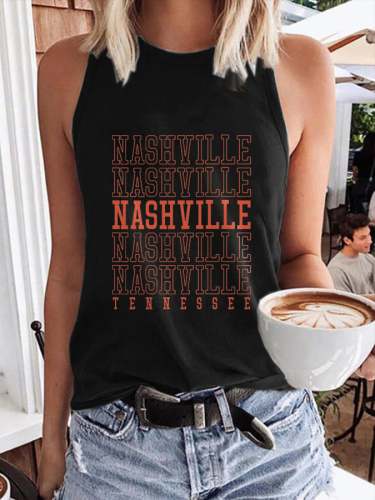 Retro Nashville Tennessee Print Tank Top